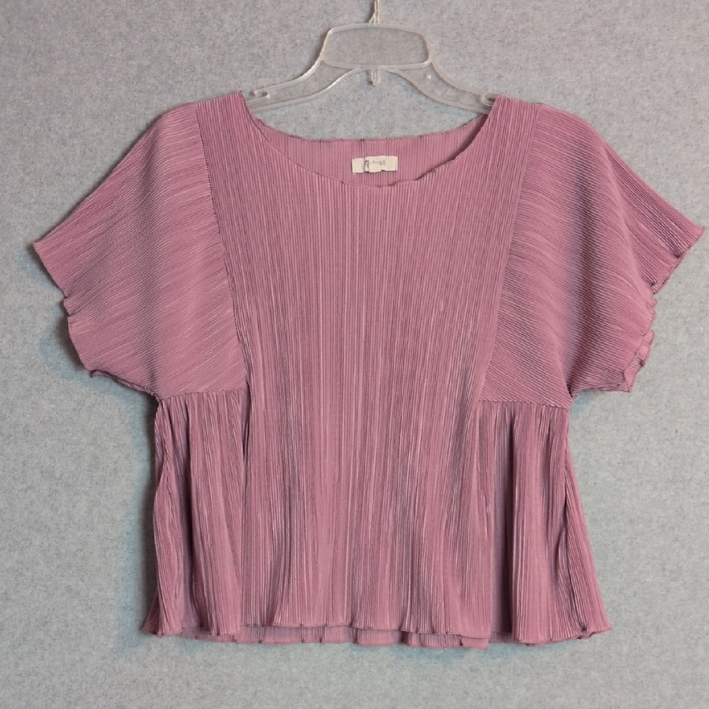 Madewell Mauve Pink Pleated Short-Sleeve Blouse